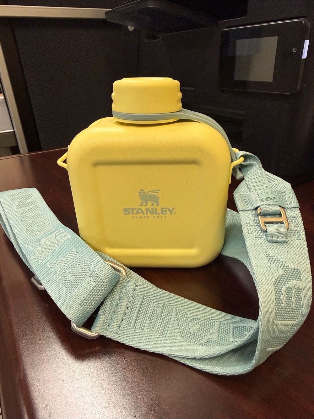 NWOT Stanley Yellow Canteen with Mint Green Strap